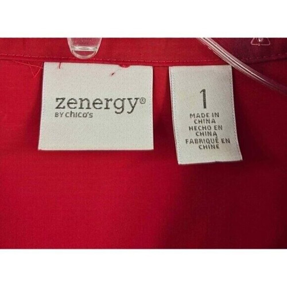 Zenergy by Chicos Womens Sz 1 (Sz S) Doris Pieced Windbreaker Jacket Red/Black - Picture 3 of 4